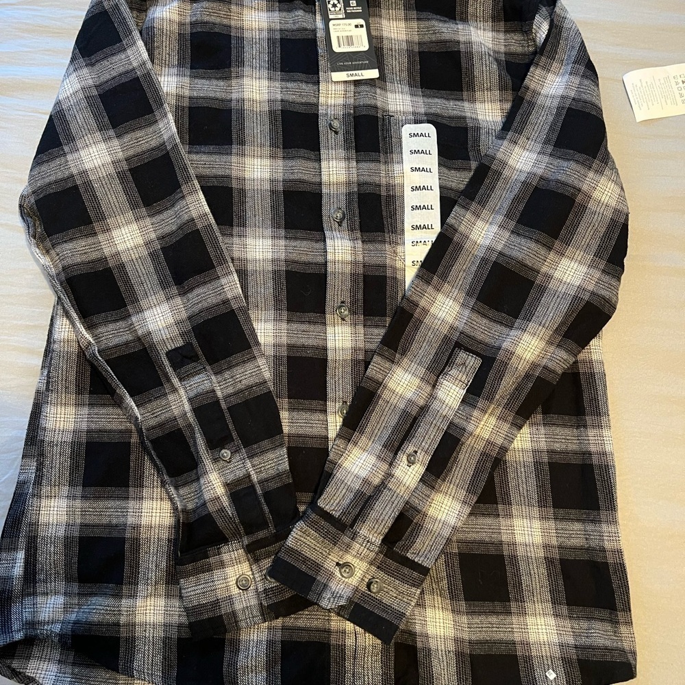 NWT Men's Eddie Bauer Black and White Plaid Shirt